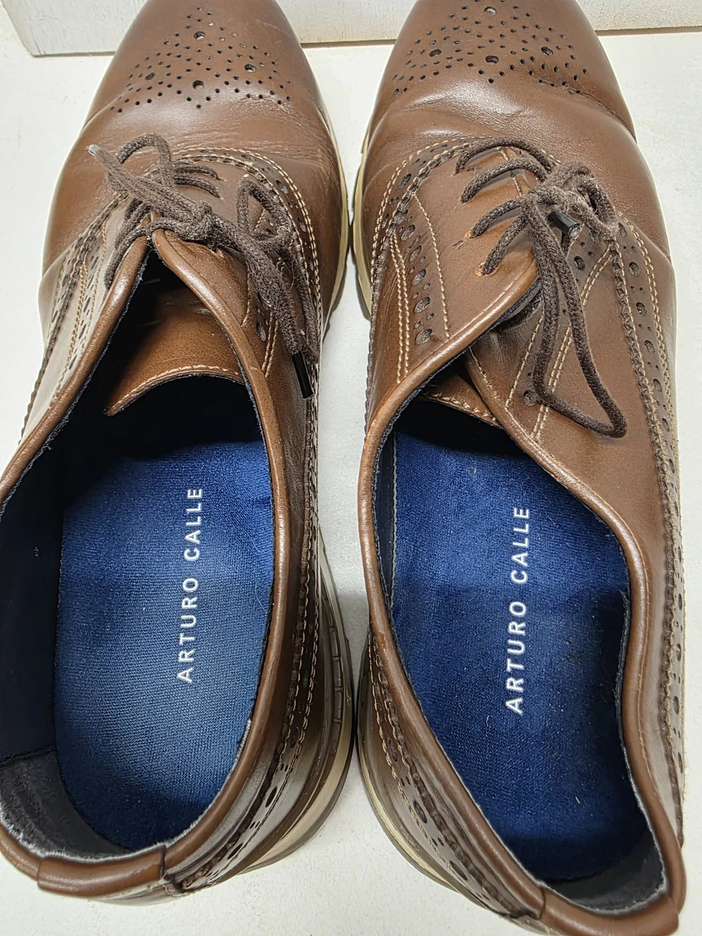 Arturo Calle Men’s Brown Leather Brogue Wingtip Oxford Shoes Size 41